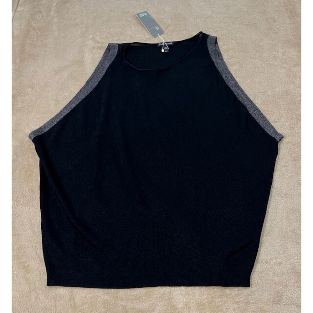 Eileen Fisher Jewel Sleeveless Tank Top Medium Rayon Nylon Black New MSRP $198